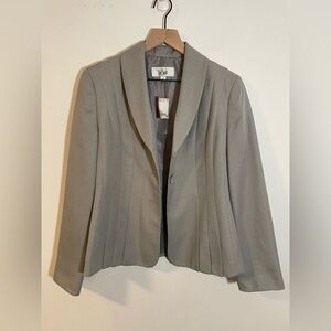 Le Suit Blazer Jacket Gray Silver Women’s Size 8 Professional Career Pleating
